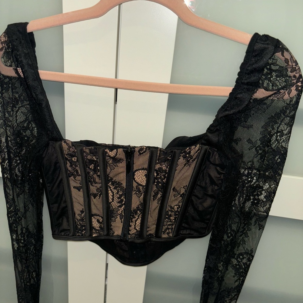 Elegant Black Lace Corset Top